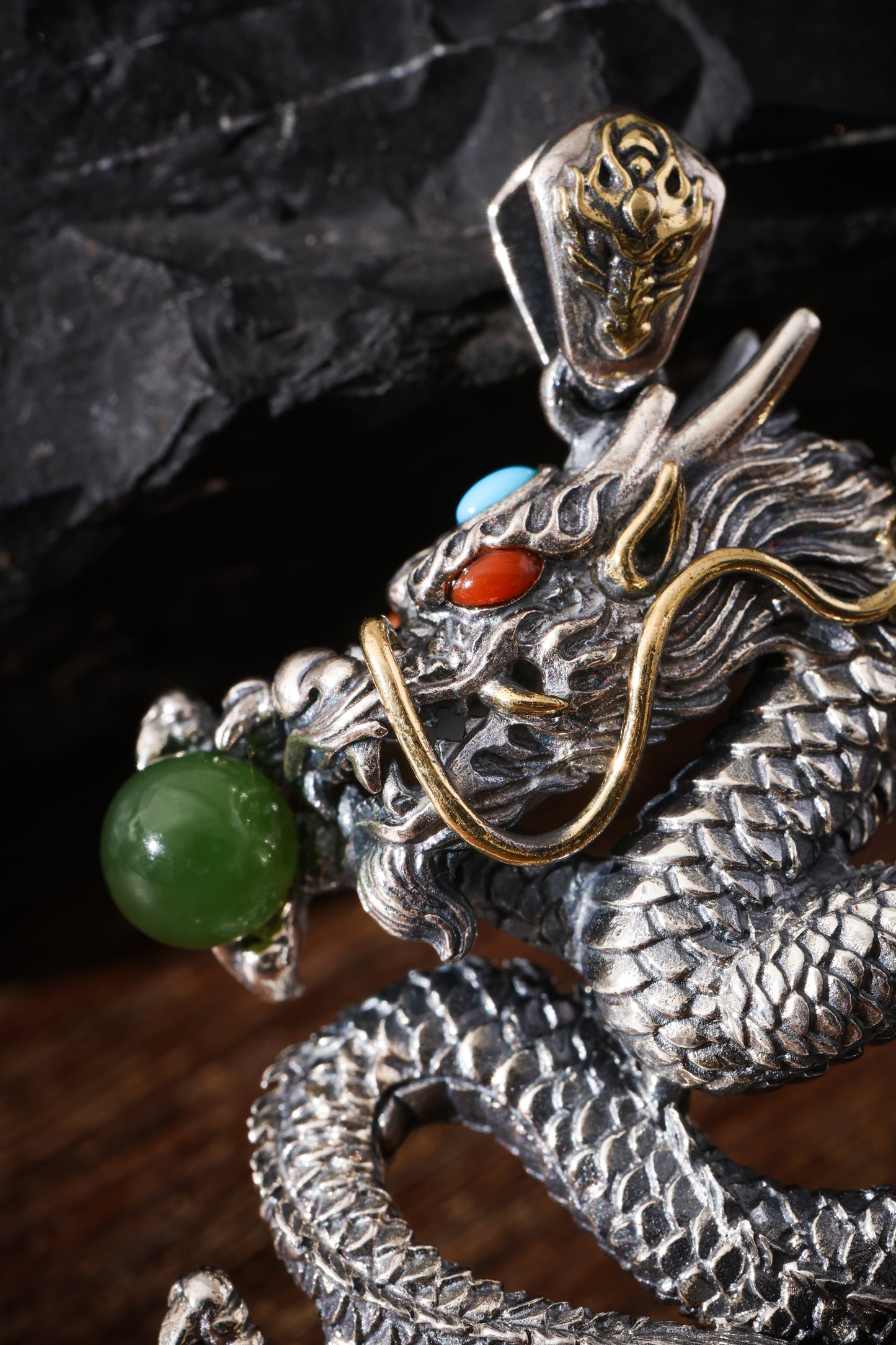 Buddha Trace Dragon With Pearl Pendant Buddha Trace