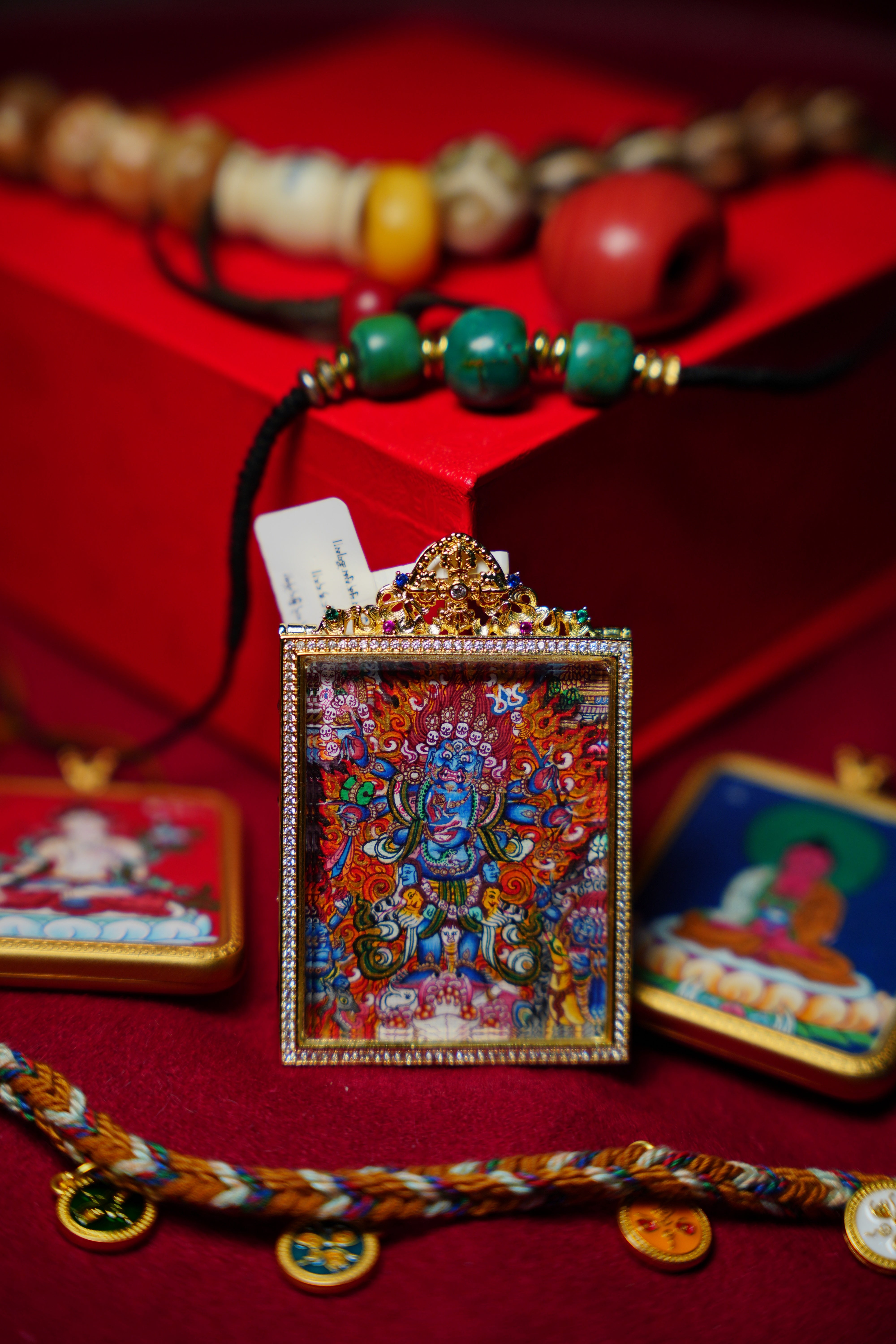 Buddha Trace Tibetan Six-Armed Mahakala Extraordinary Thangka Buddha Trace