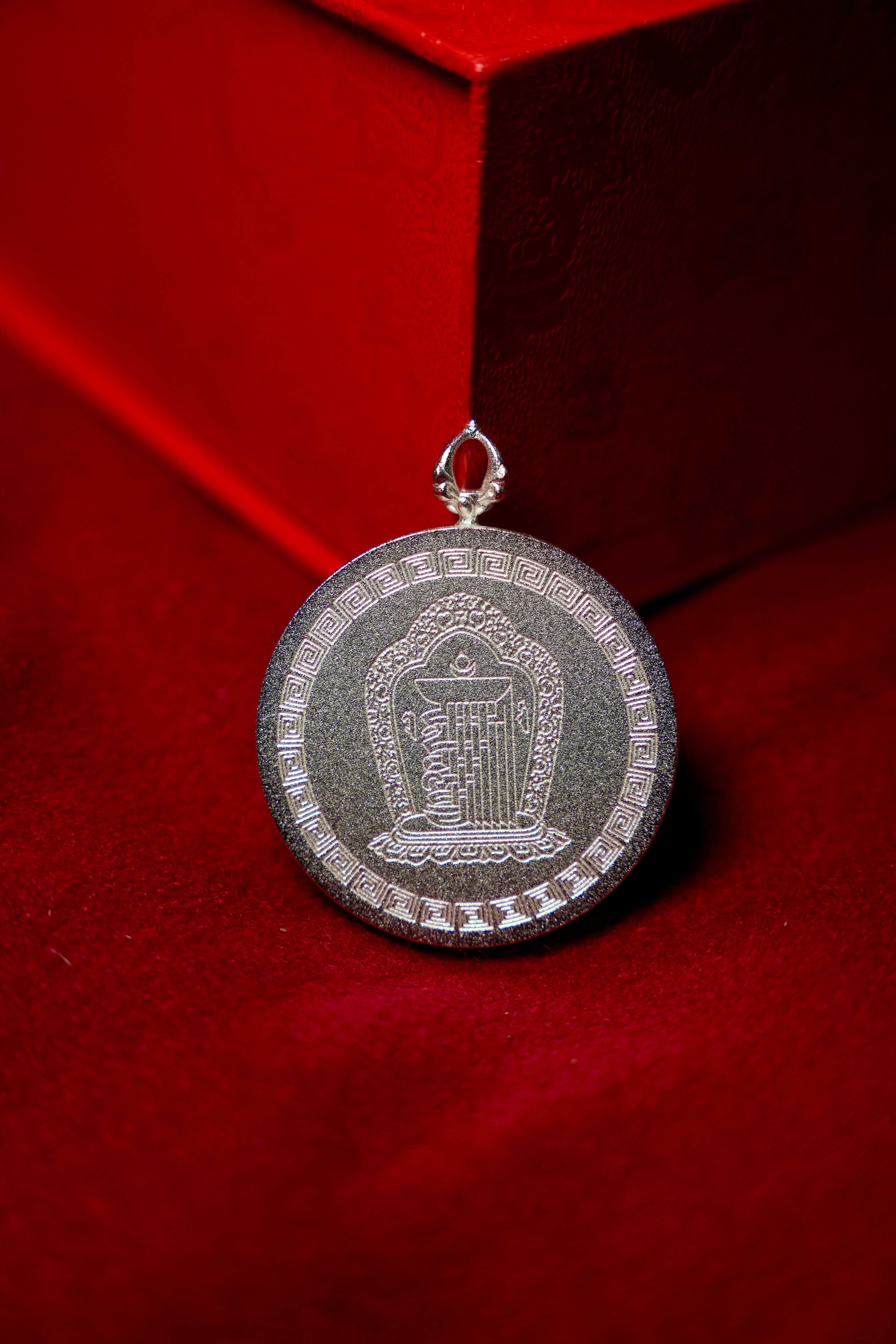 Buddha Trace Tibetan Yamantaka Silver Circular Thangka Buddha Trace